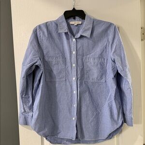LOFT Light Blue Casual Button-Down Cotton Shirt XL